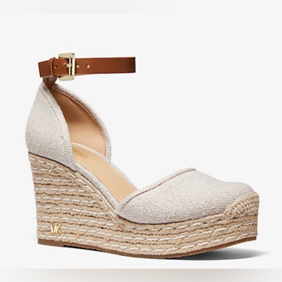 MICHAEL Michael Kors Shoes - MICHAEL KORS Kendrick Wedge Sandals in Flax Canvas Leather Ankle Strap.Size6.5 M
